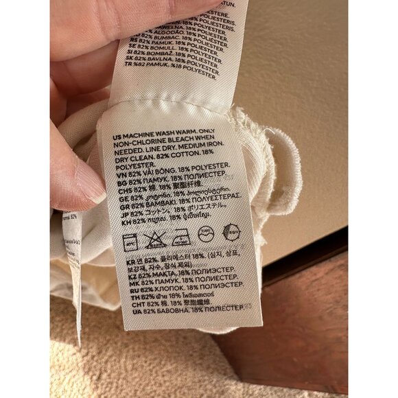 H&M Womens Cream Terrycloth Romper Medium short sleeve button up cotton - Picture 6 of 10